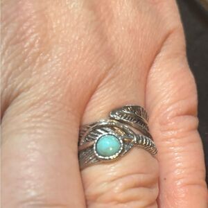 Feather ring with Turquoise Accent